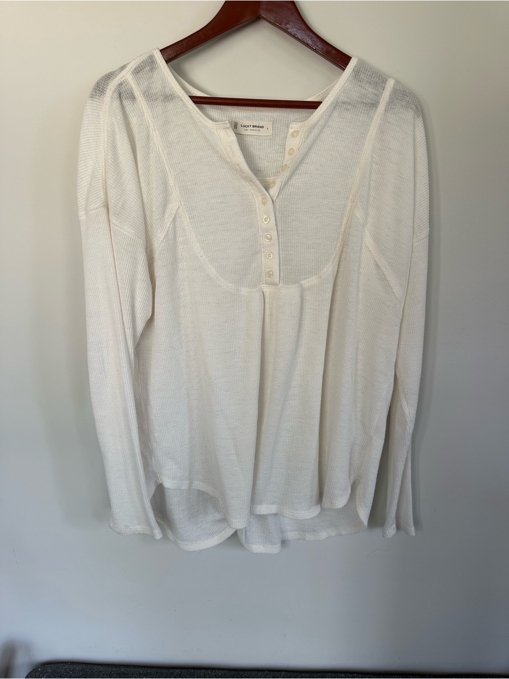 Lucky Brand Cream Waffle Knit Long-Sleeve Henley